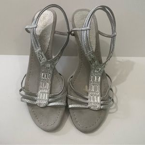 Silver sandal heels